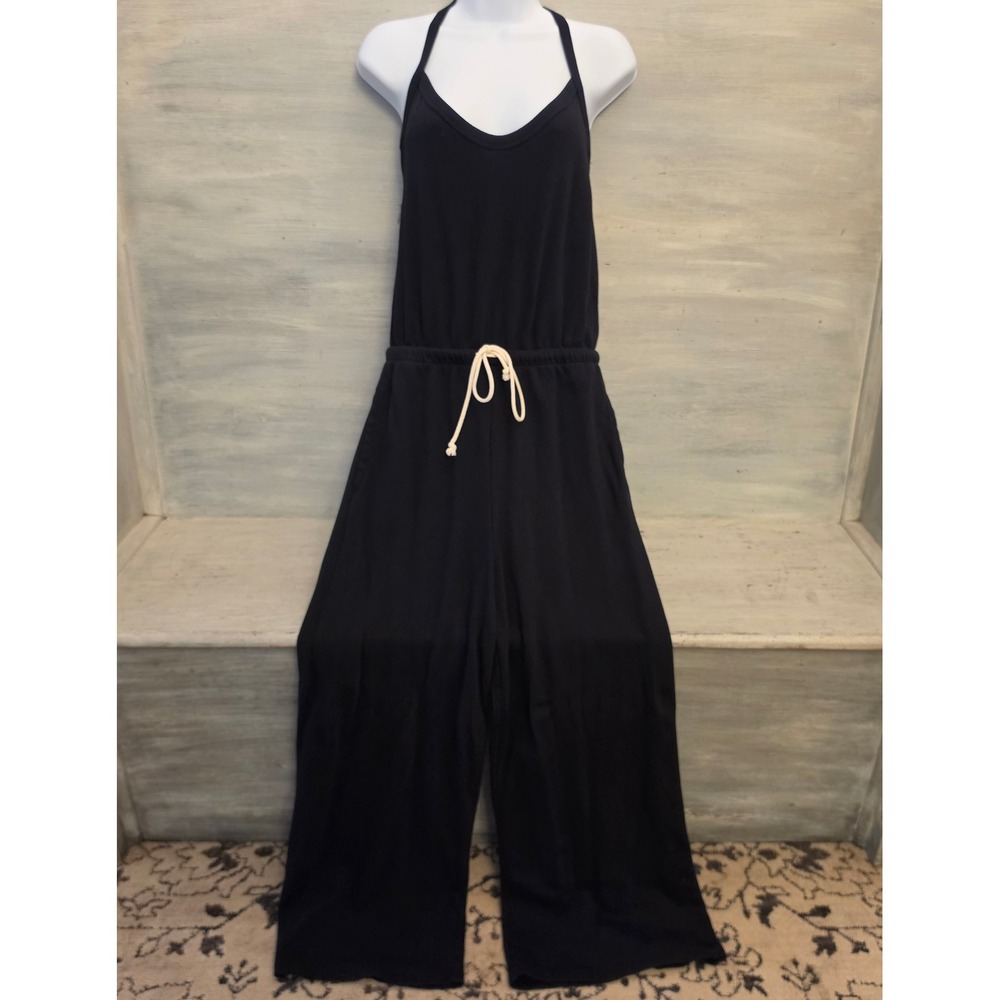 Universal Thread 60% Cotton Black Knit Sleeveless Tie‎ Waist Jumpsuit Size XS GC